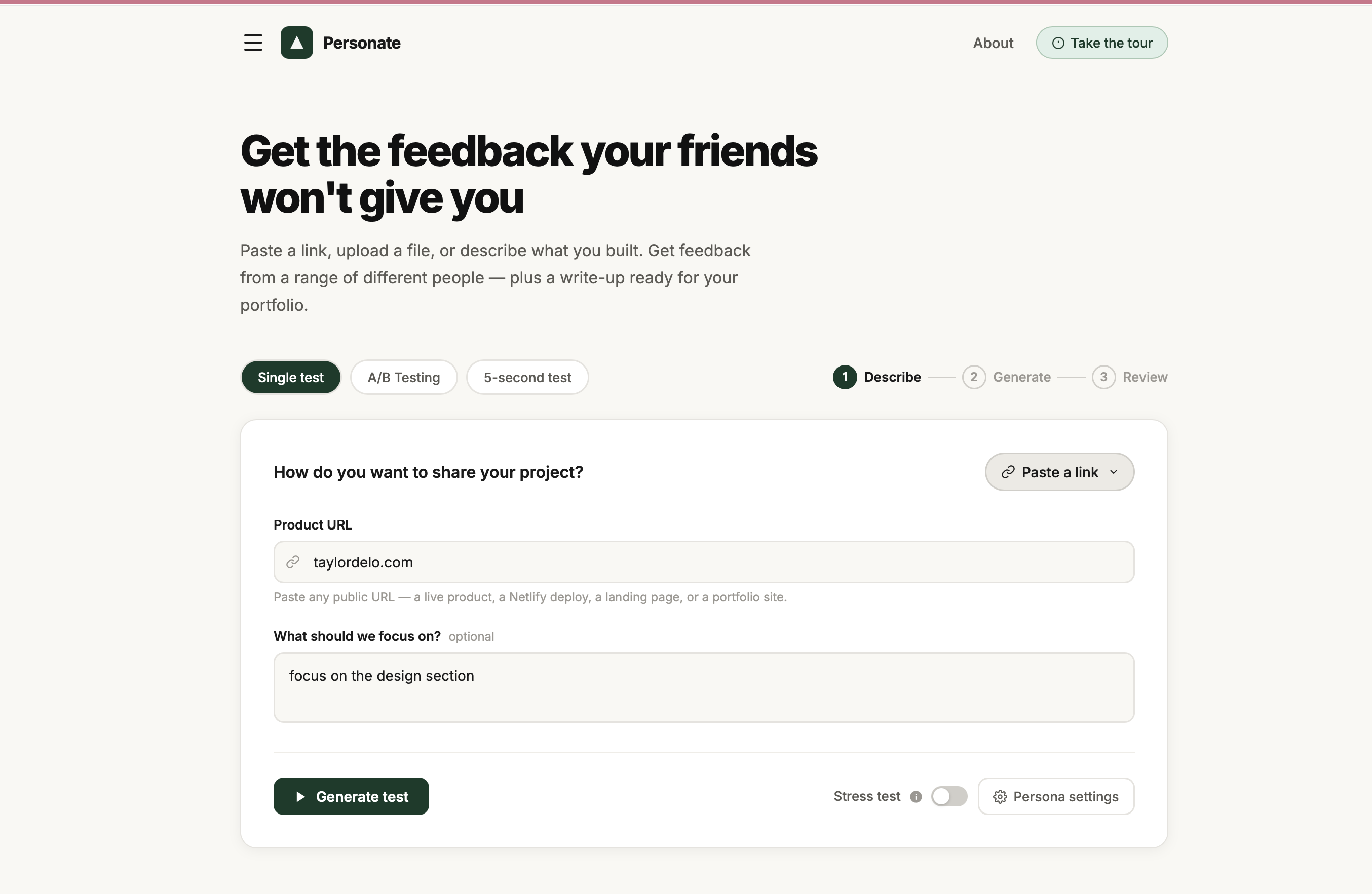 Personate — AI Persona Testing